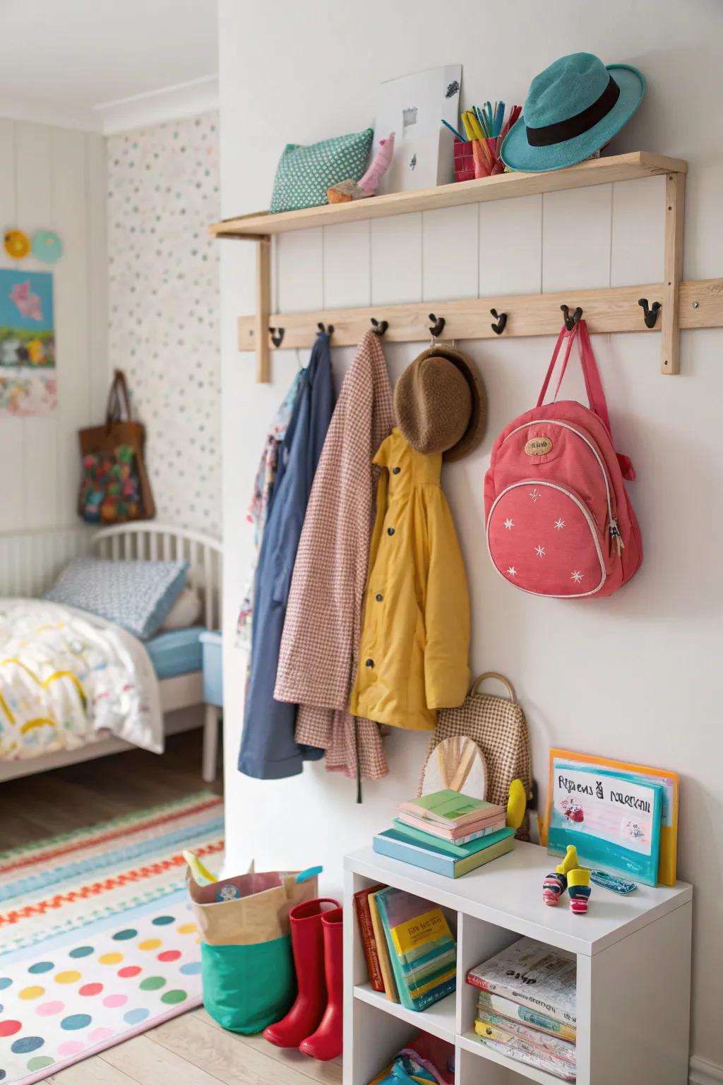 Railings provide storage.