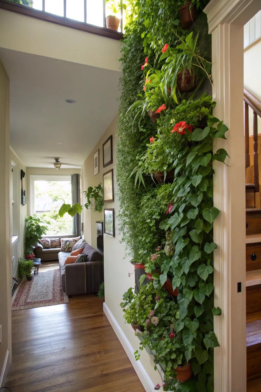 Wall gardens bring nature into compact living areas.