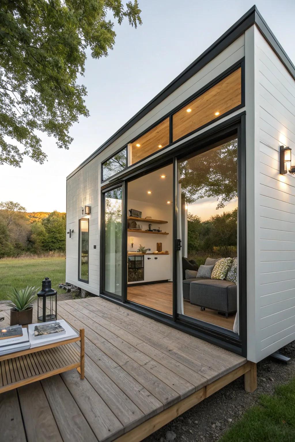 Sliding doors are a space-conserving solution in compact small homes.