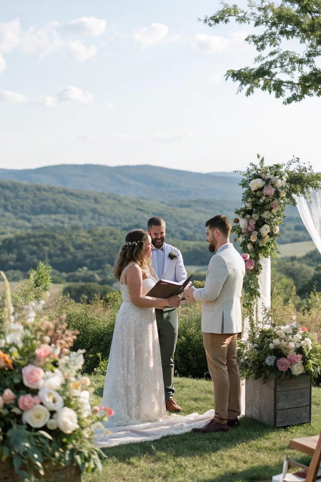 A breathtaking natural backdrop elevating the elegance of a residential wedding.