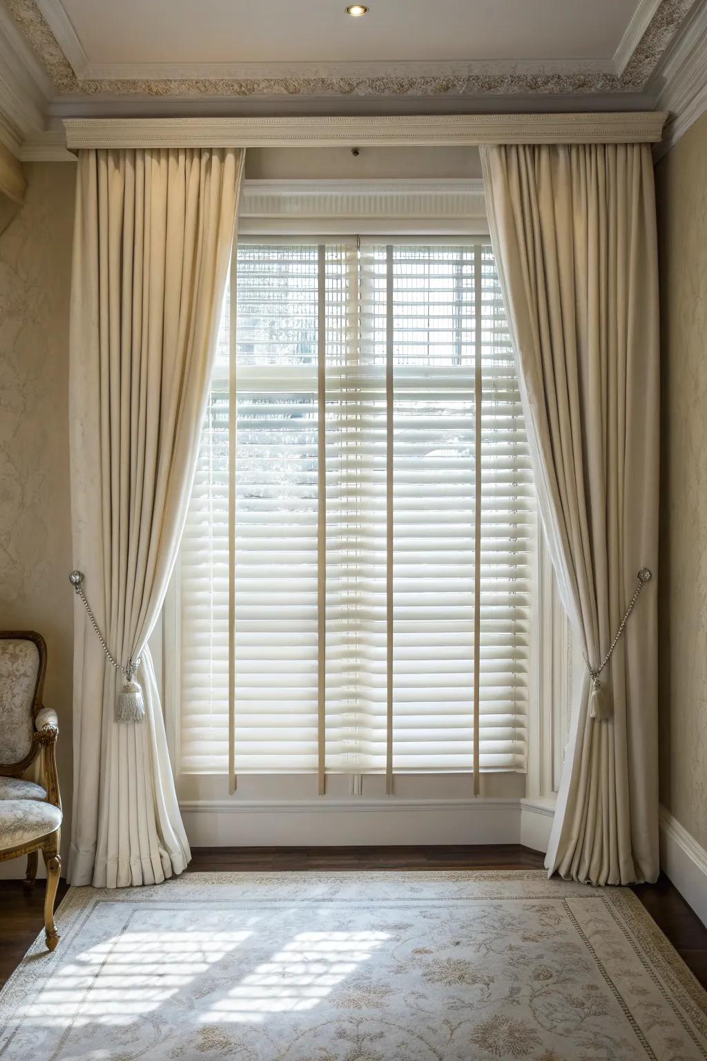 Floor-length panels infuse drama and elegance.