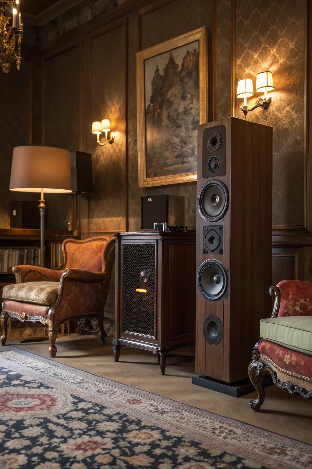 Hidden technology ensures an authentic setting while offering modern conveniences.