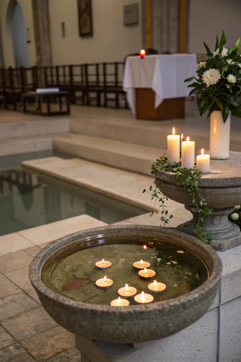 Symbolizing fluidity and rejuvenation through aqueous components.