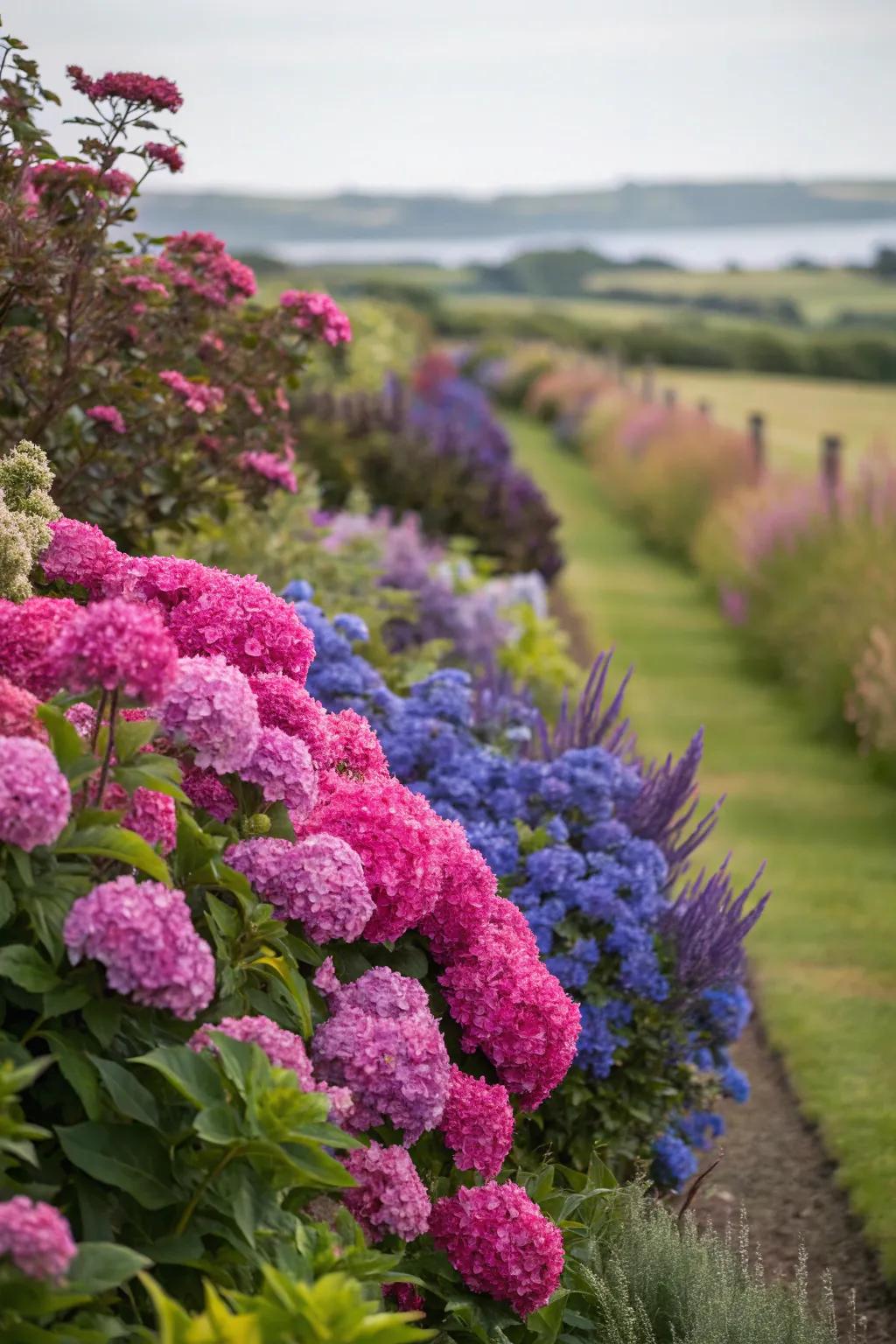 Color segregation utilizing flowers establishes an audacious garden declaration.