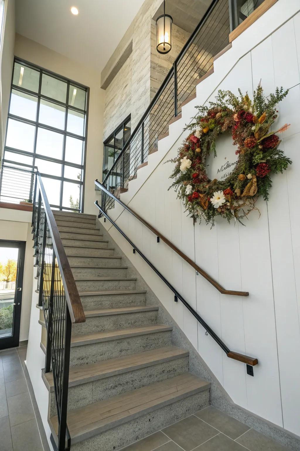 A seasonal garland appends sophistication and the natural realm to your embellishments.