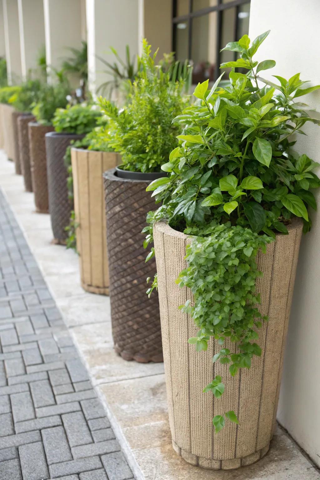 Select eco-friendly planters for a sustainable touch.