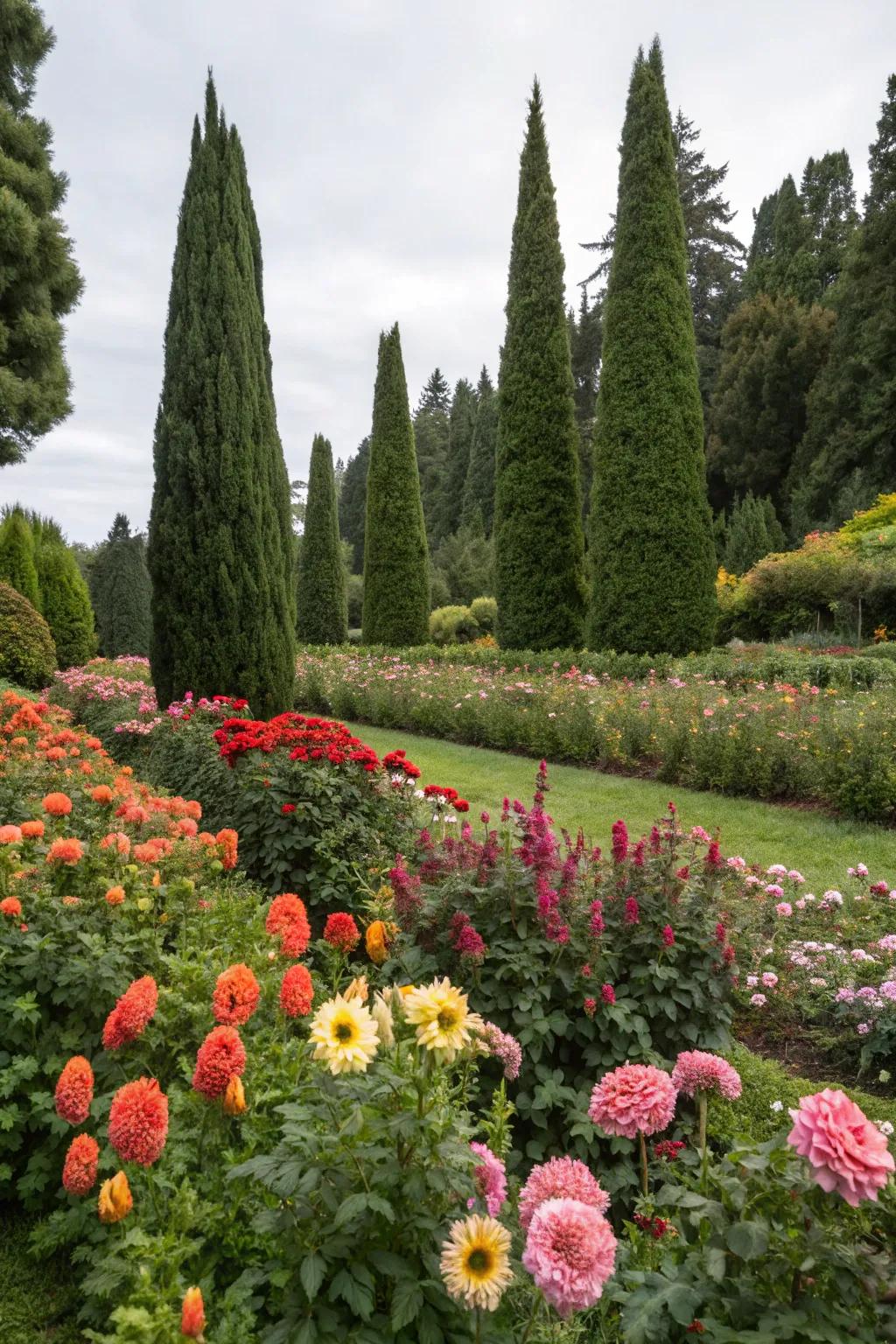 Emphasize vibrant efflorescence with an Arborvitae setting.