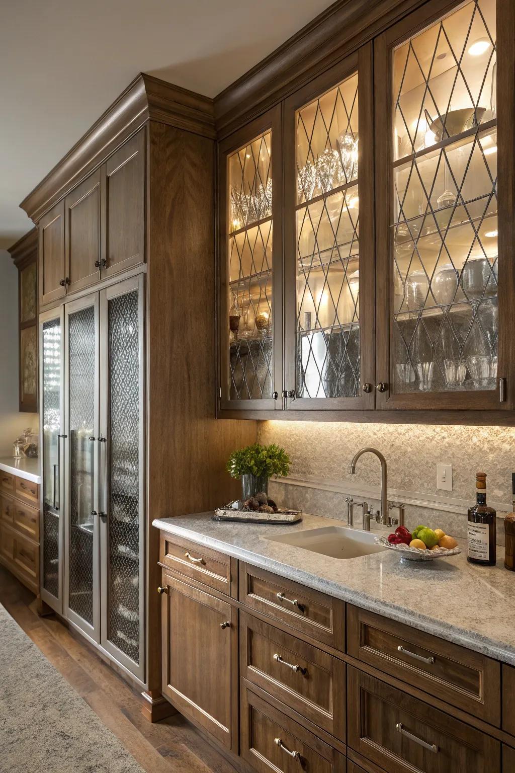 Fluted glass cabinets introduce understated elegance and textural richness to your kitchen.