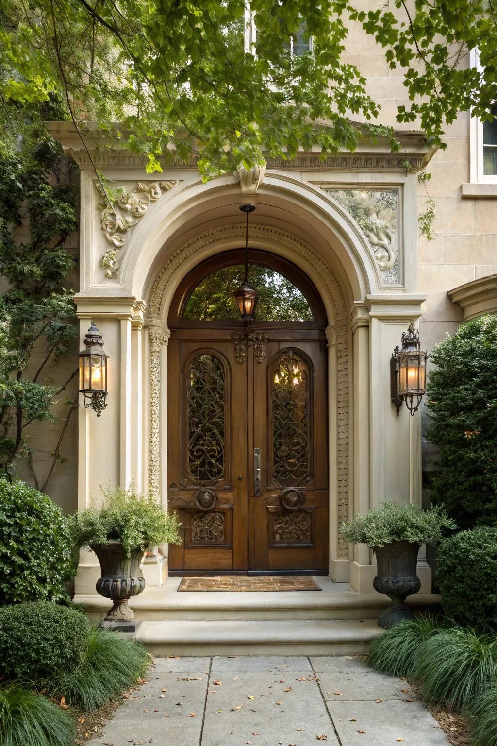 Arched portals inject drama and grandeur into traditional homes.