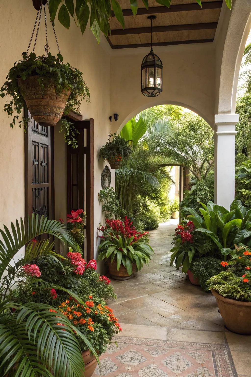 An interior garden brings a lush, lively sensation to your entryway.