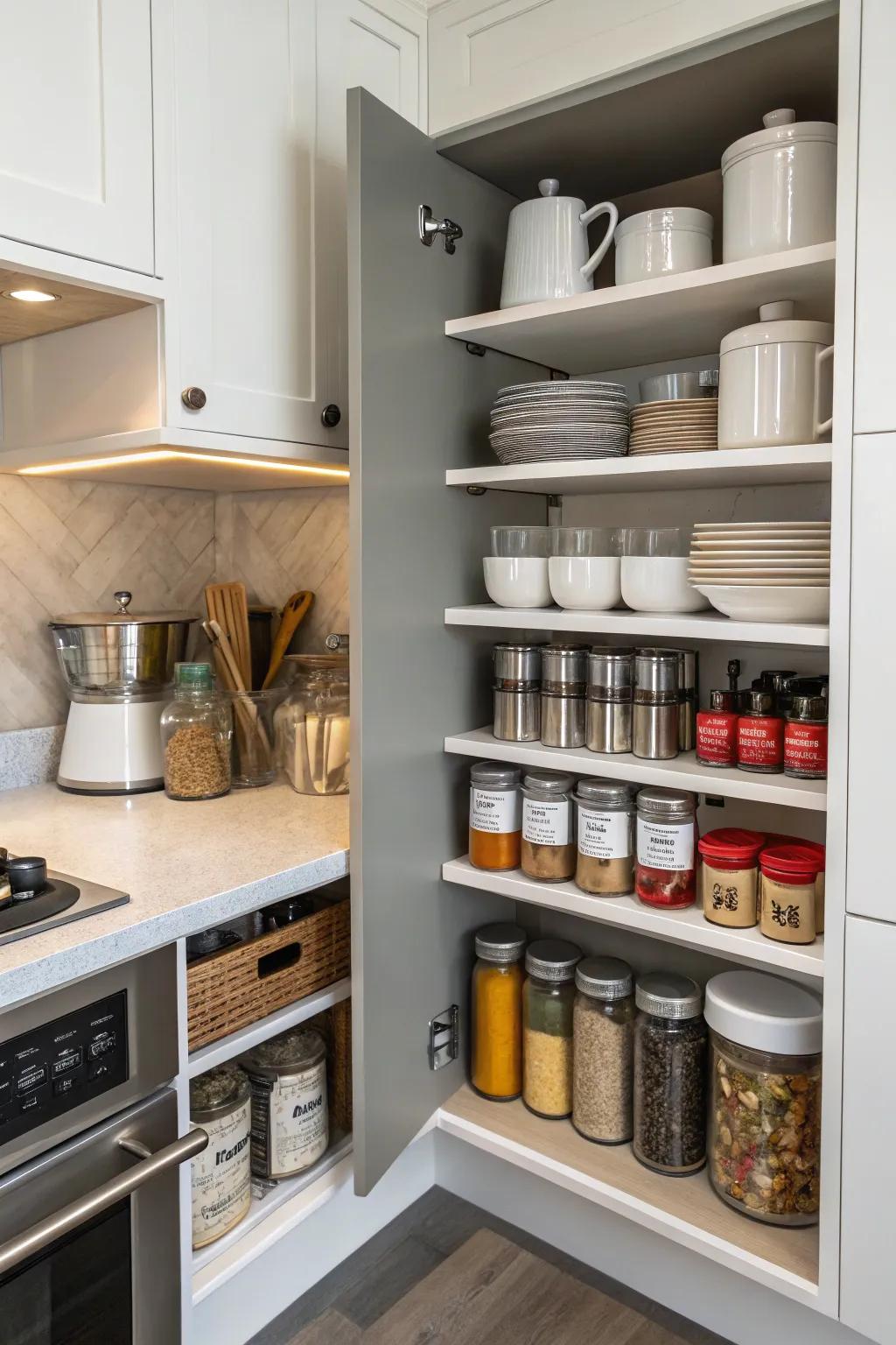 Custom shelving maximizes functionality and space.
