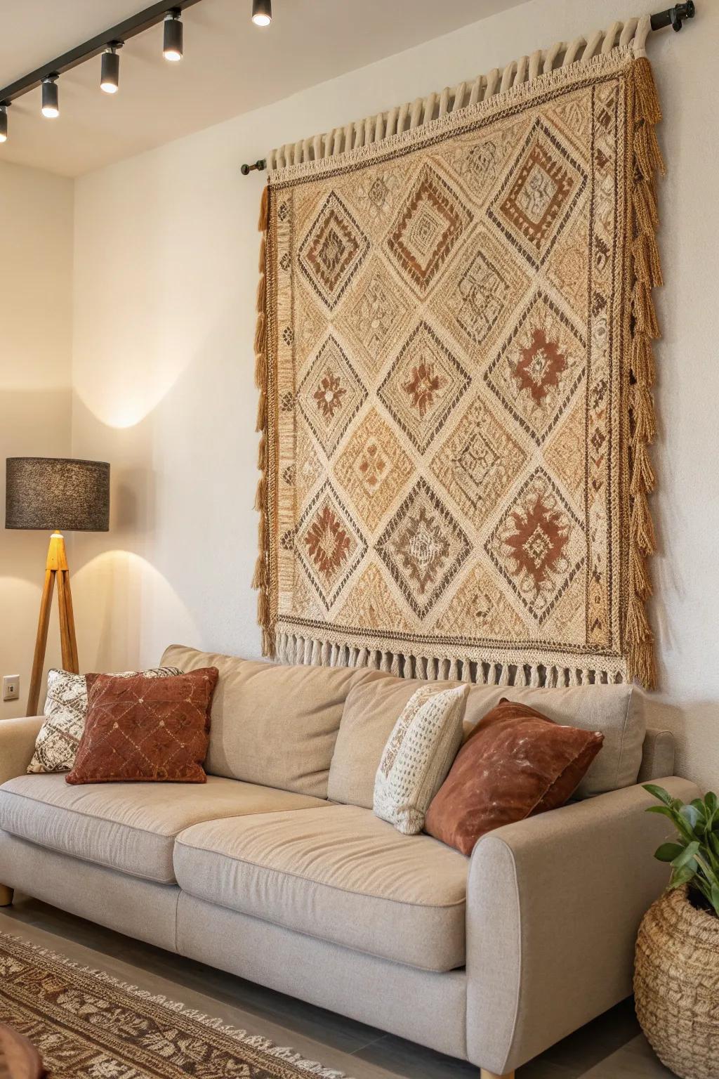 Artistic wall suspensions amalgamate utility with aesthetic charm.