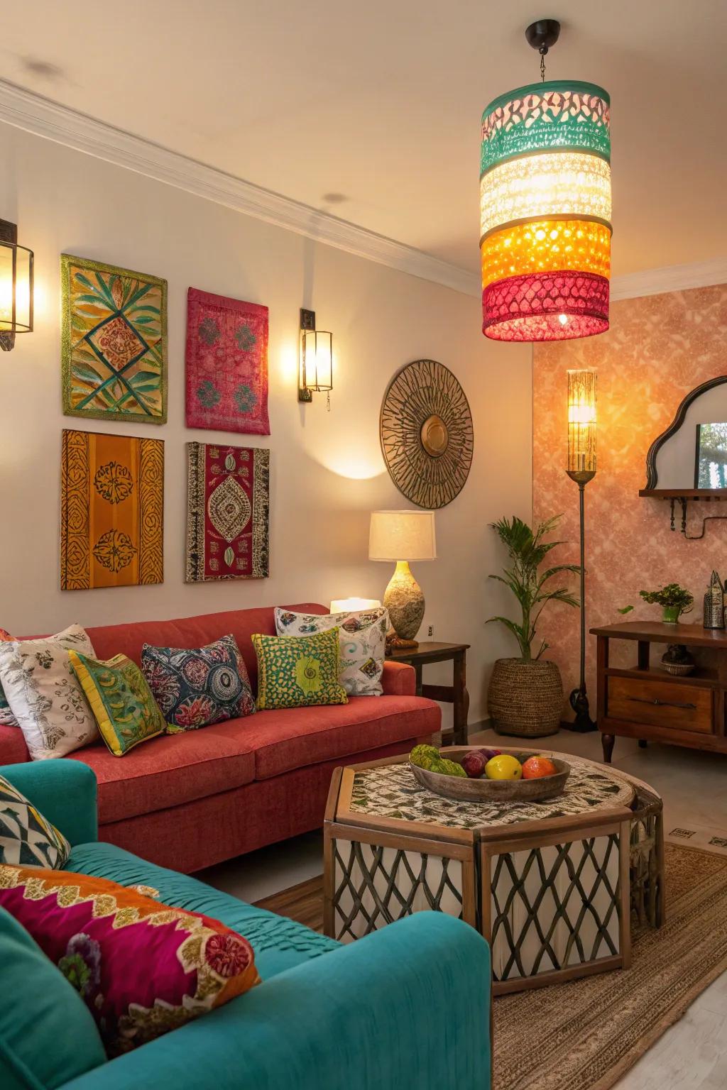 Incorporate a splash of color utilizing bold wall lights.