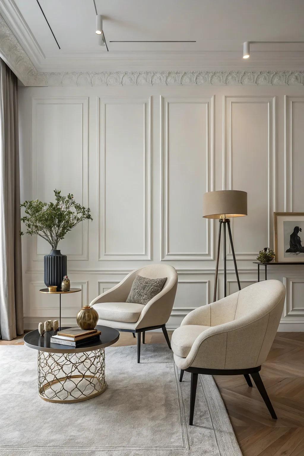 Realize modern elegance through understated moldings.