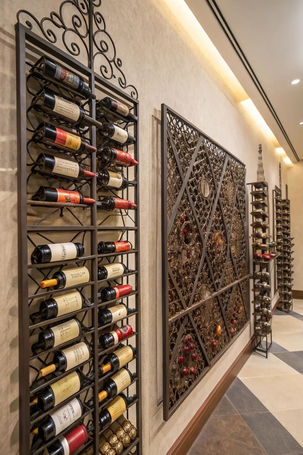 Art and wine racks materialize an unparalleled fusion.