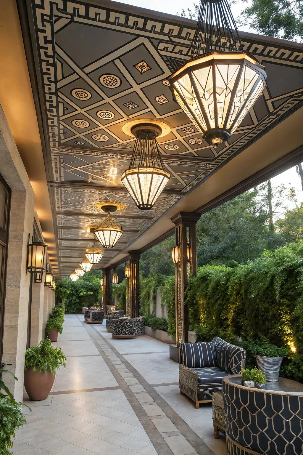 Art Deco lights incorporate a hint of vintage charm to your outdoor area.