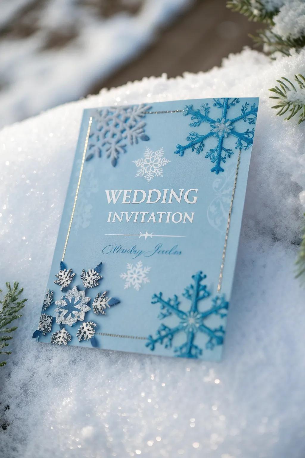 Seasonal wedding announcement capturing the essence of winter.