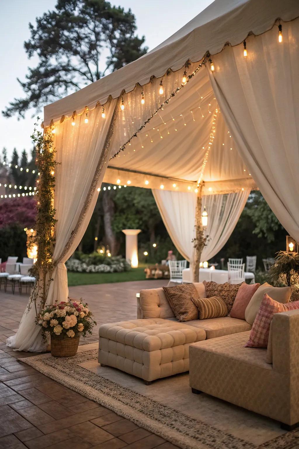 Snug lounge zones furnish a relaxing space for attendees.