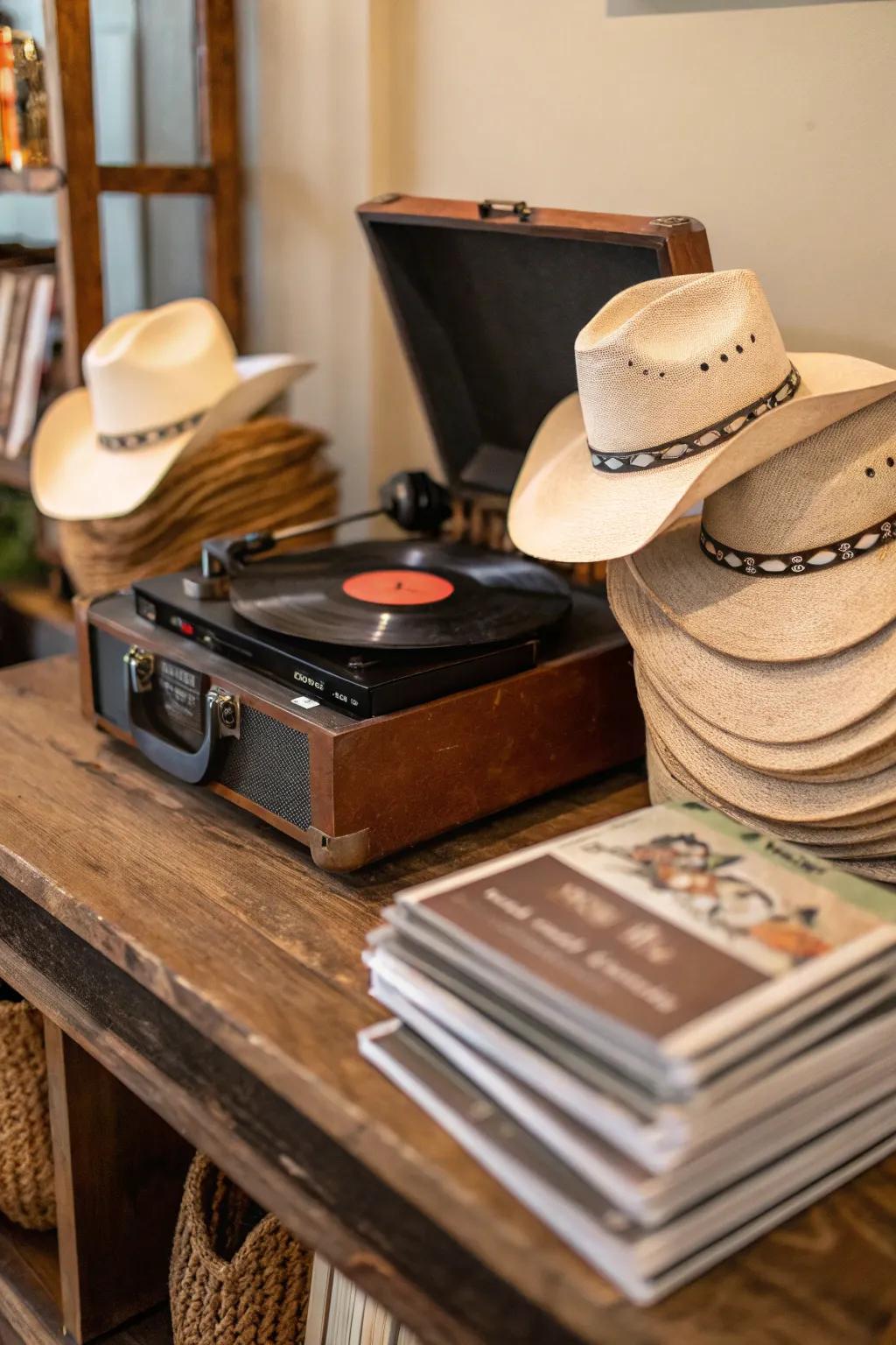 A Western musical compilation establishes the quintessential gathering atmosphere.