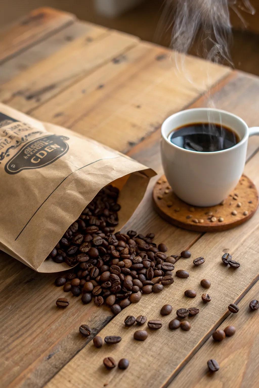 Gourmet coffee beans offer a rich, fragrant experience.