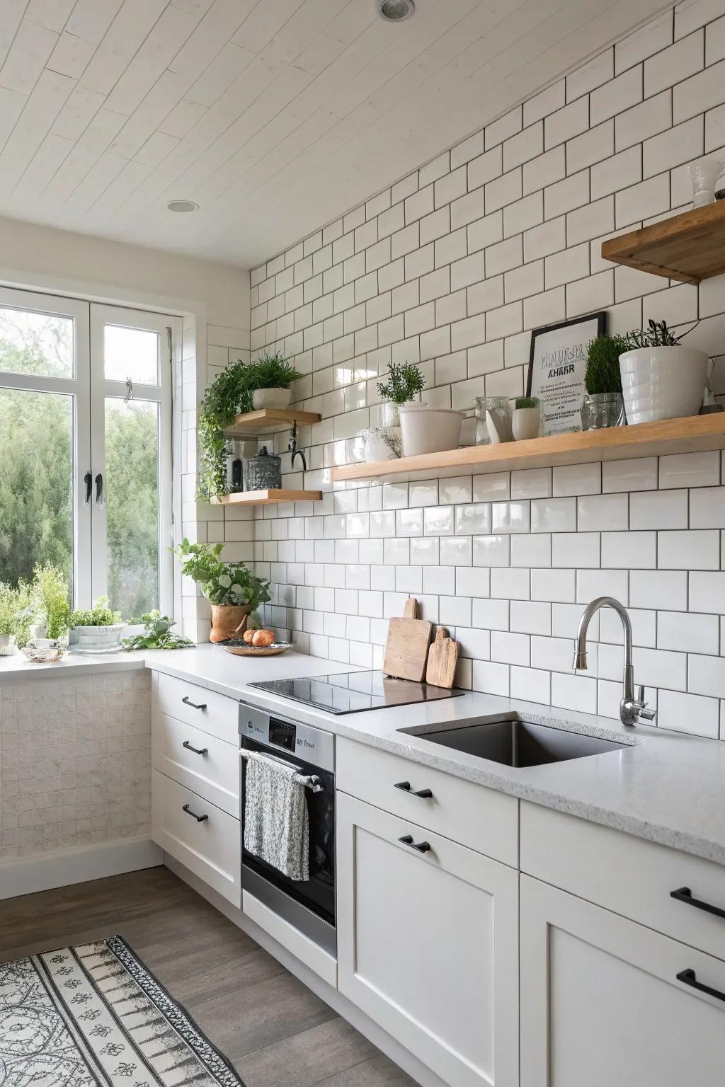 Expansive-format tiles furnishing an uninterrupted visual.