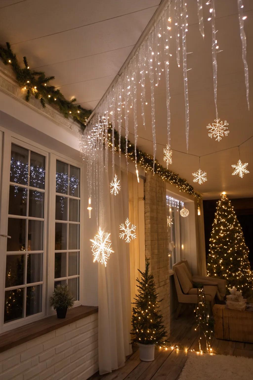 An enchanting hanging ice ambiance.