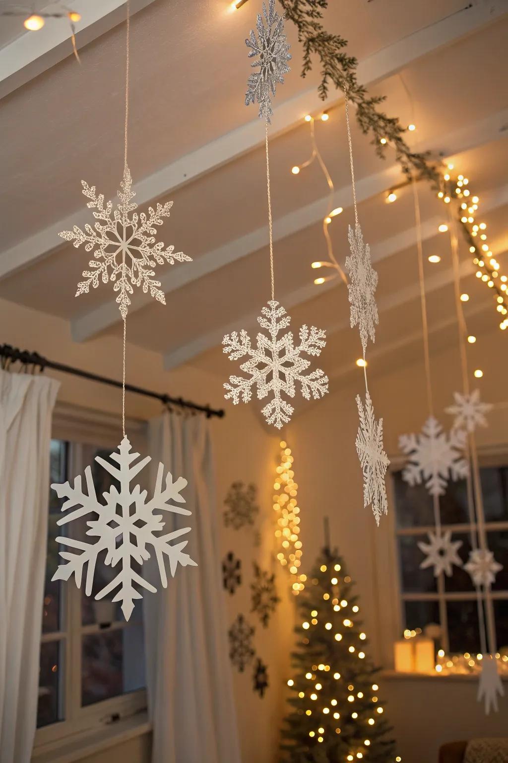 DIY ice crystal mobiles for a personal element.