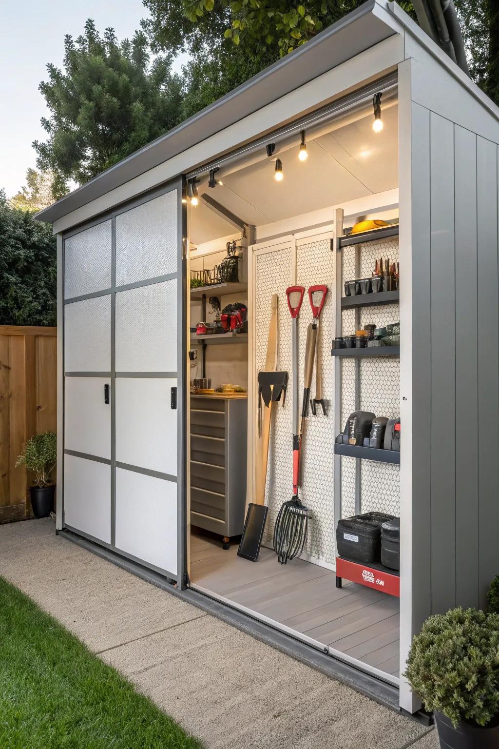 Sleek and modern storage with sliding panels.