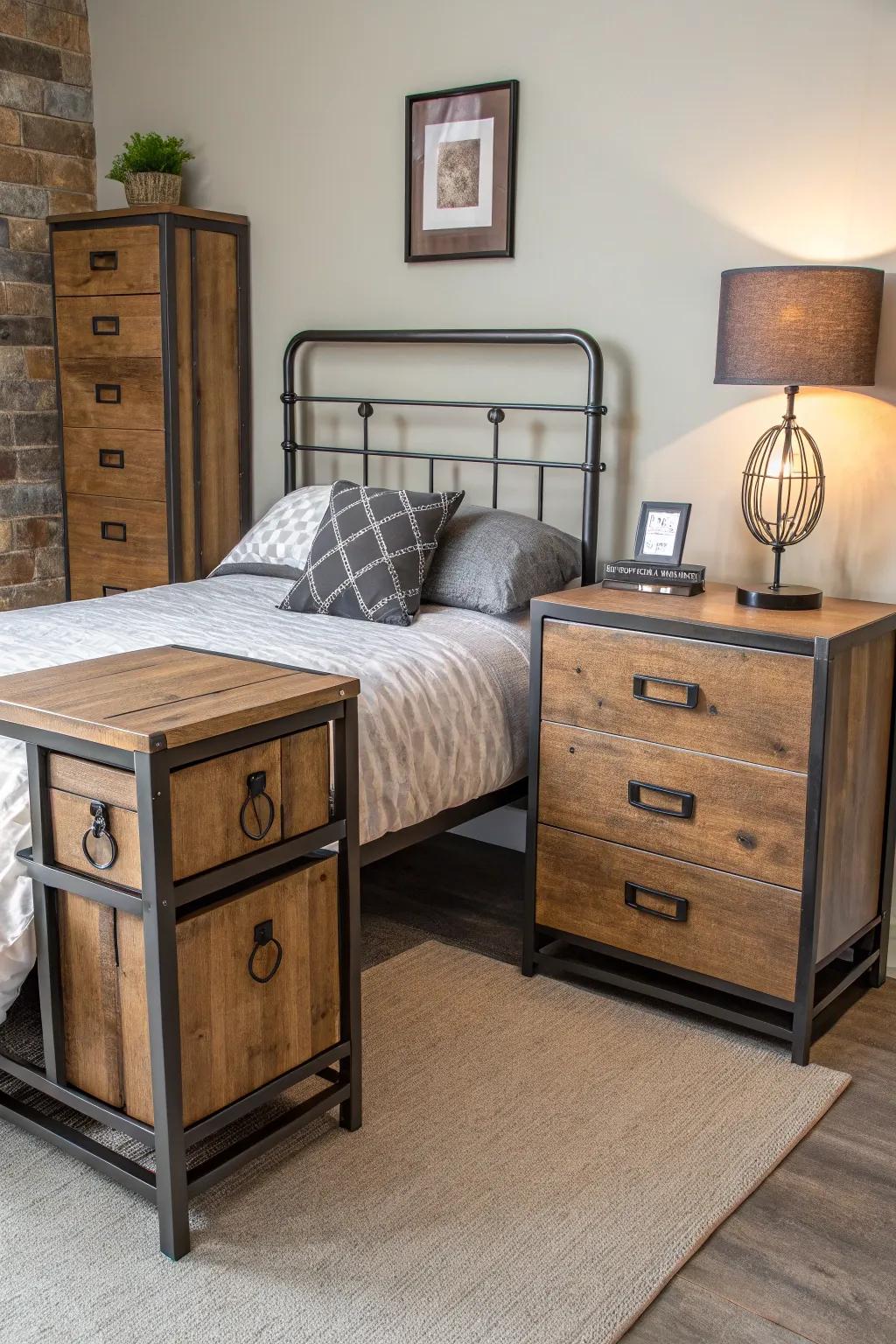 Industrial furniture appends character and rugged charm