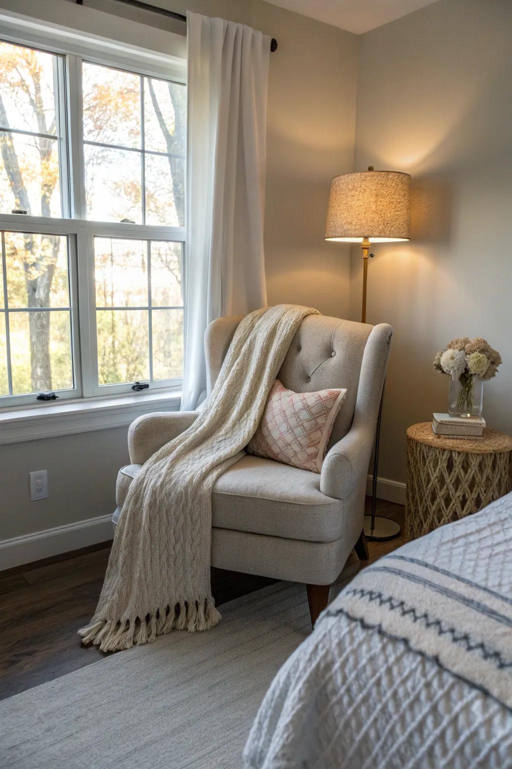 A comfortable nook provides a personal haven.