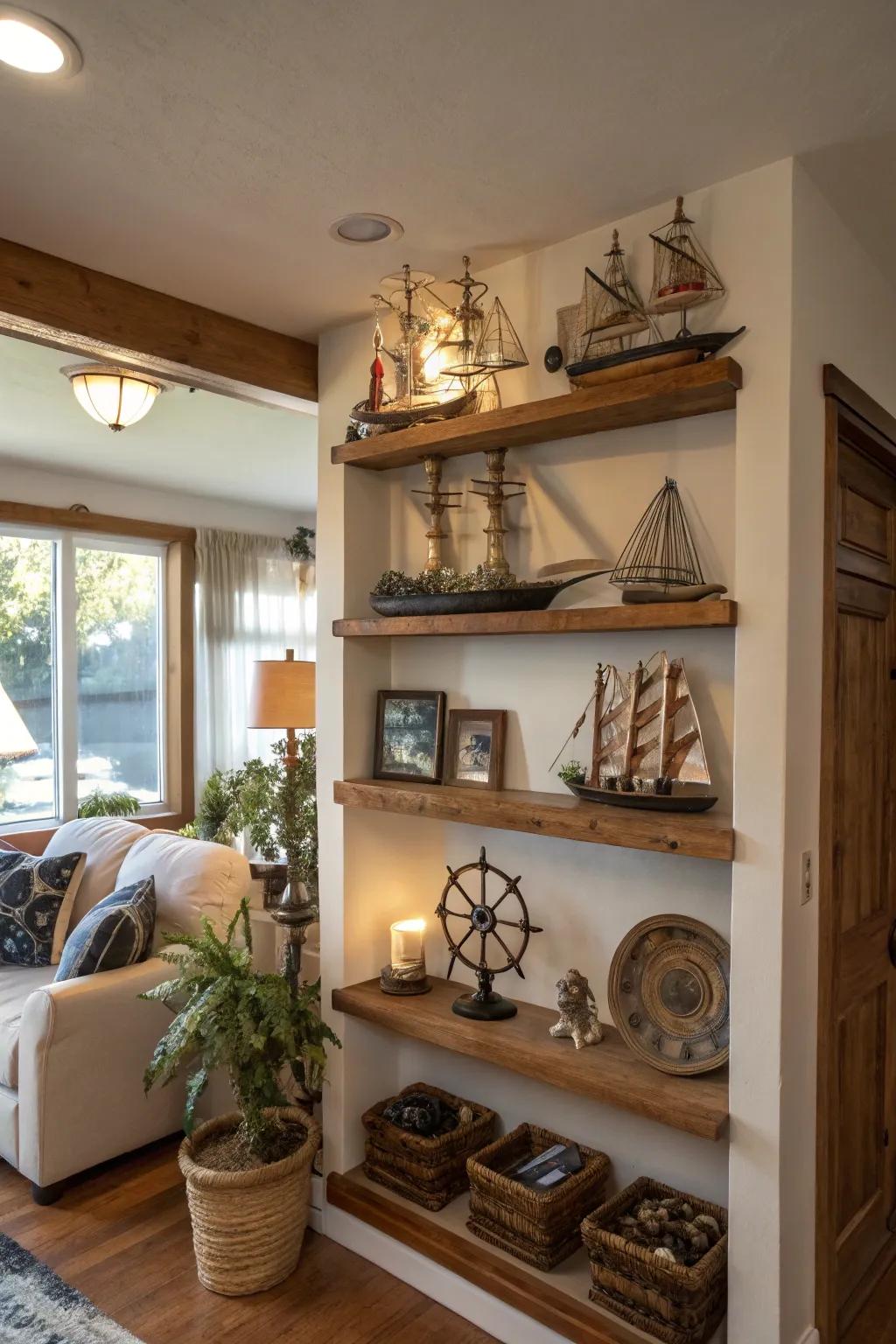 Introduce the seaside home with a nautical-themed alcove.
