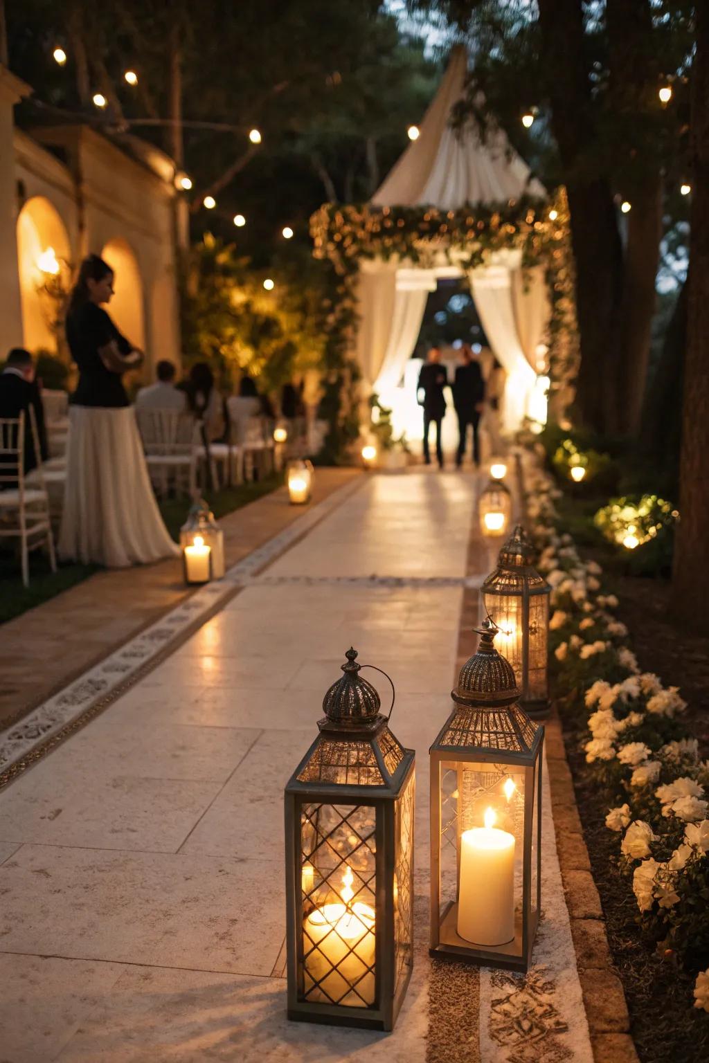 Illuminated walkways establish a sentimental and enchanting atmosphere.