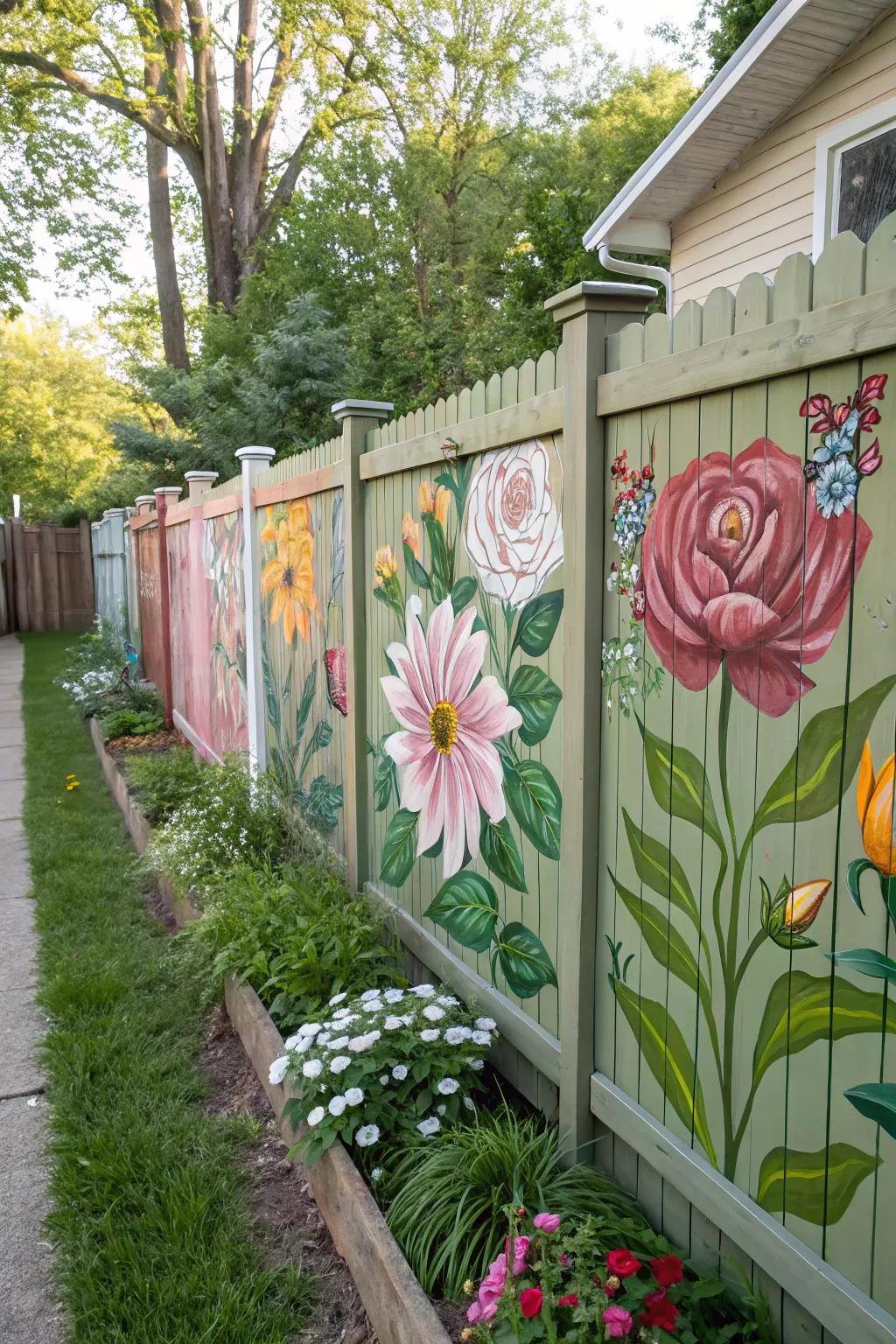 Stratified blooms produce a striking 3D aesthetic upon your fence.