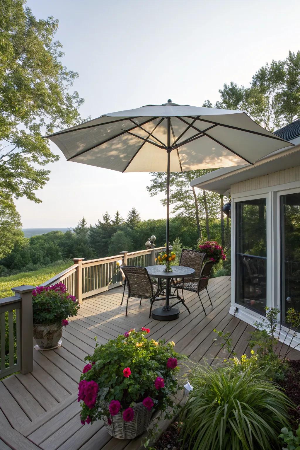 Shade arrangements keep your deck cool and comfortable.