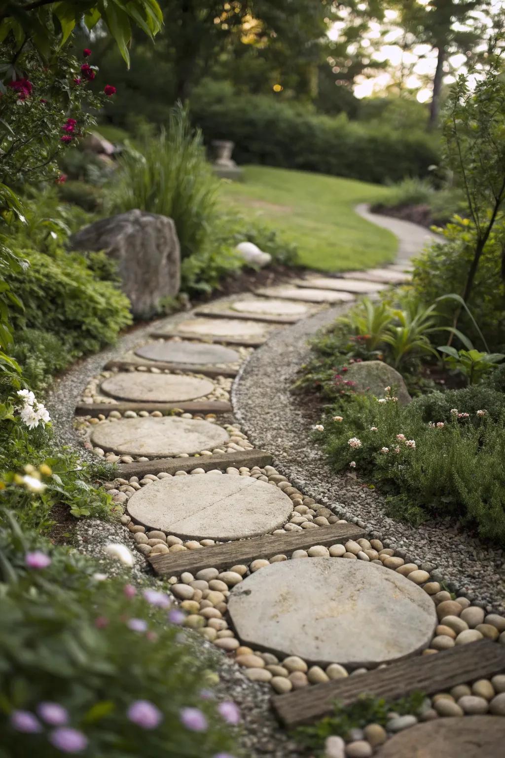 Rock borders add feel and clarity to paths.