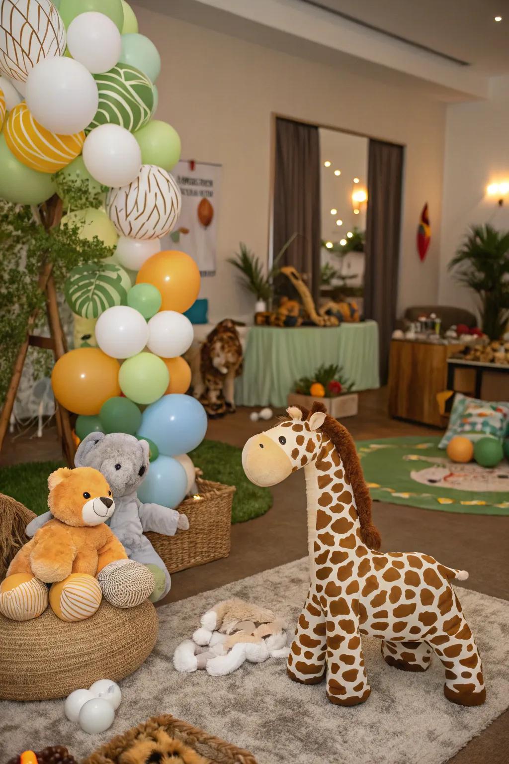 An animal safari theme brings adventure and fun to the celebration.
