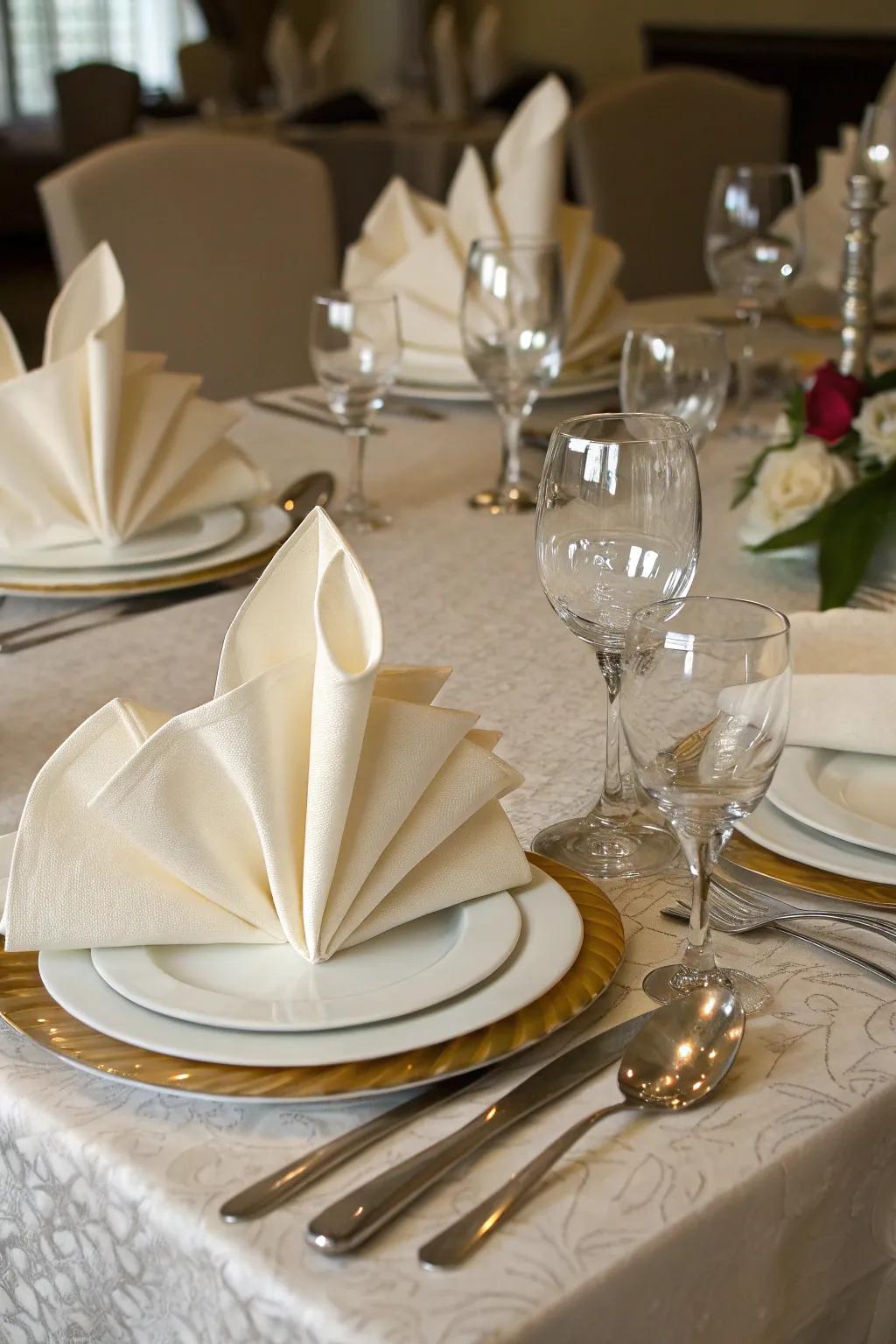 Sensational fabric arrangements incorporating panache and elegance.