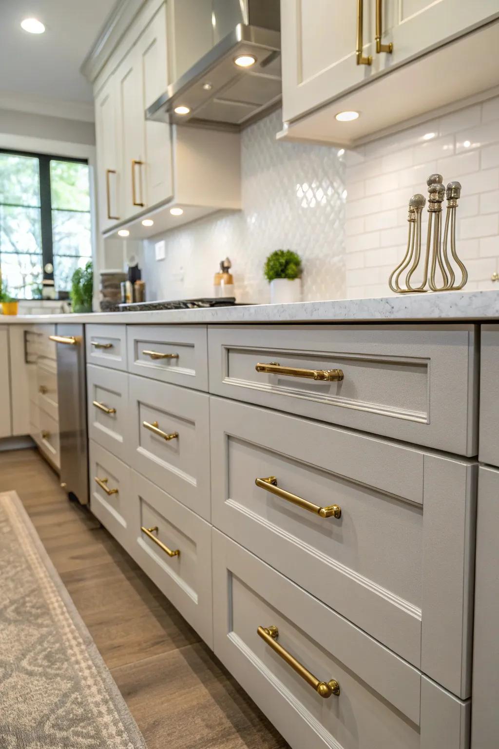 Metallic finishes introduce a luxurious ambience.