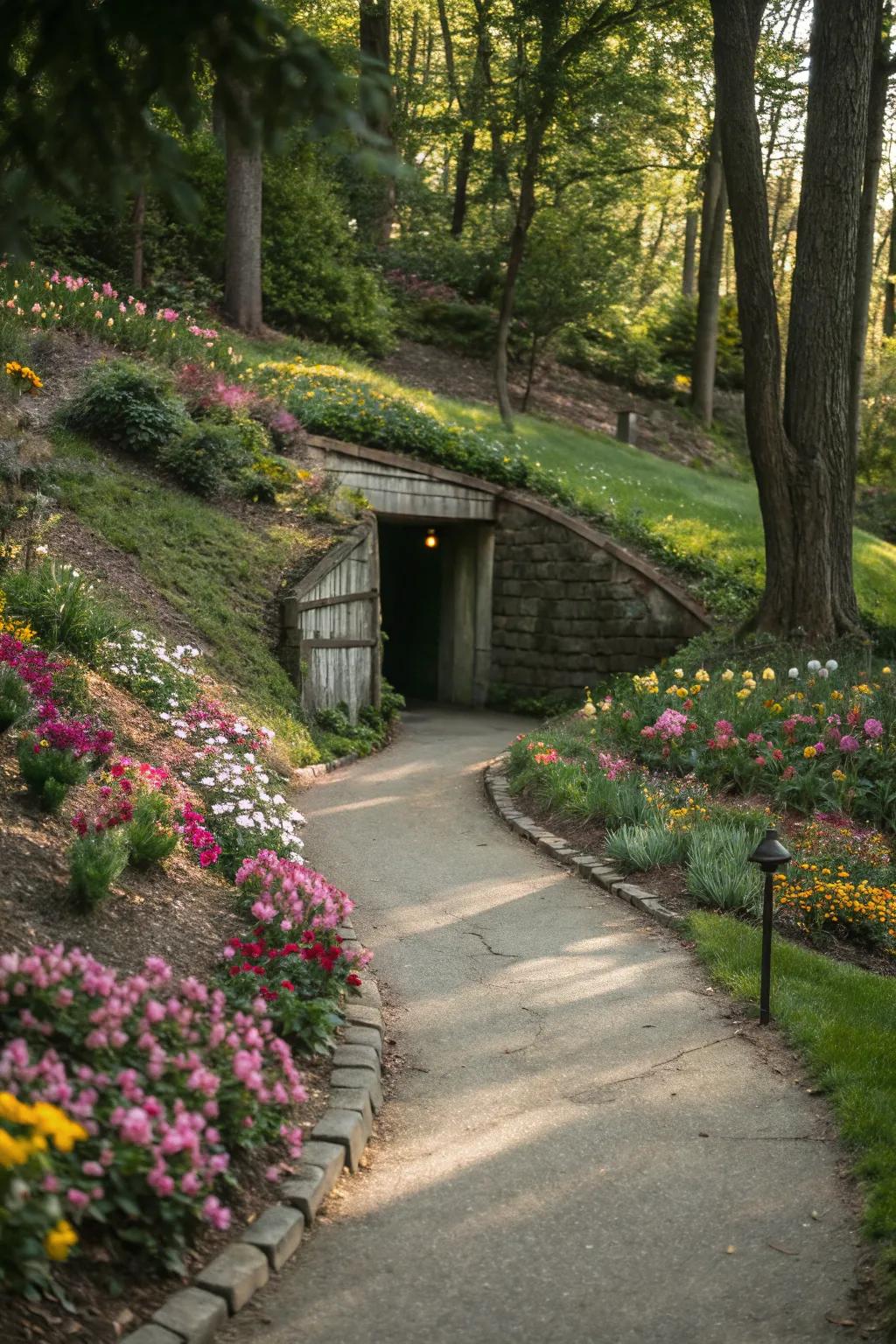 A winding path evokes the ambiance of a secret garden.