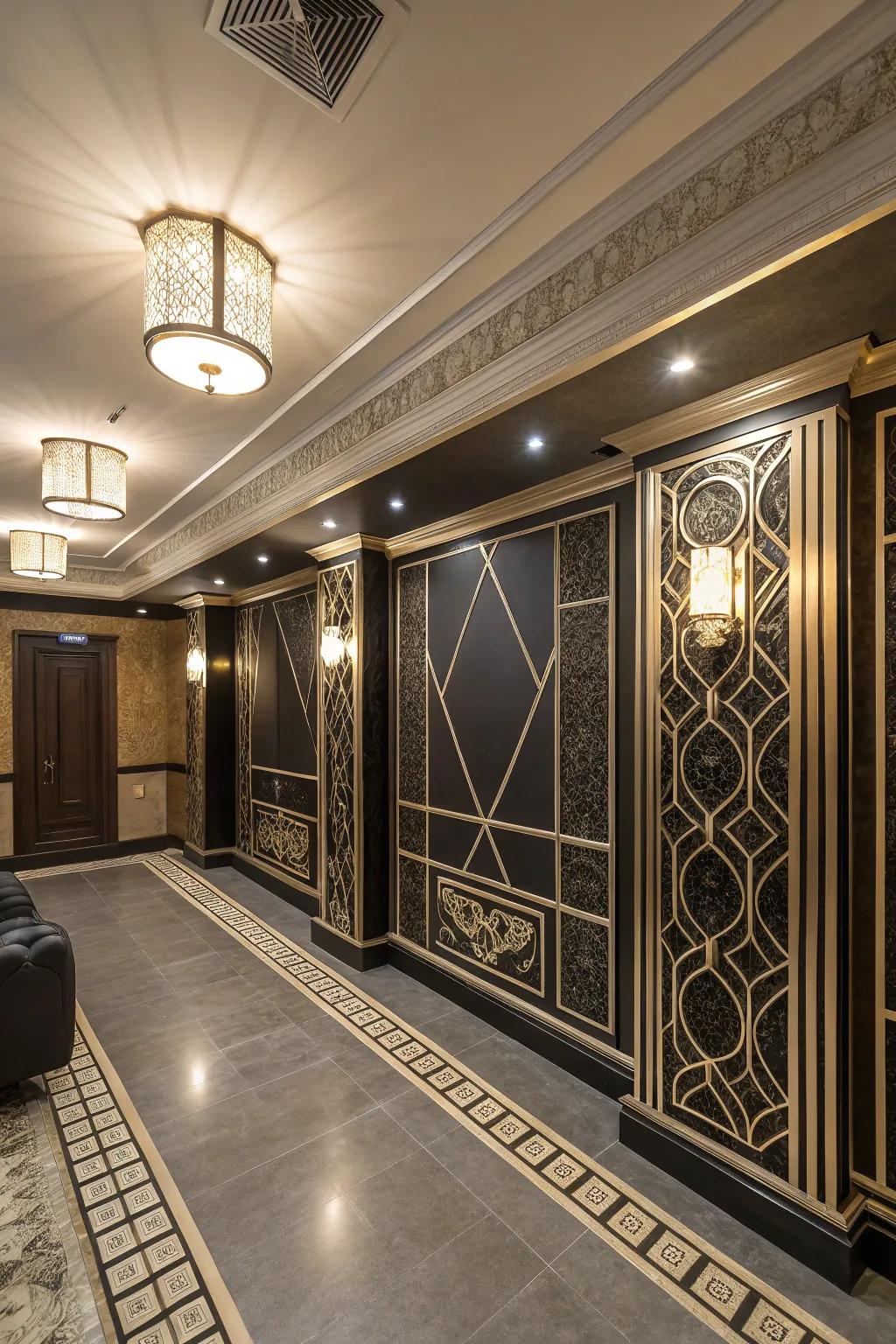 Art Deco trim brings vintage glamour.