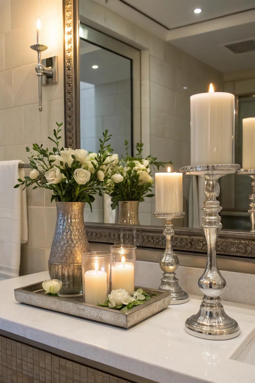 Symmetry brings a sense of order to your restroom decor.