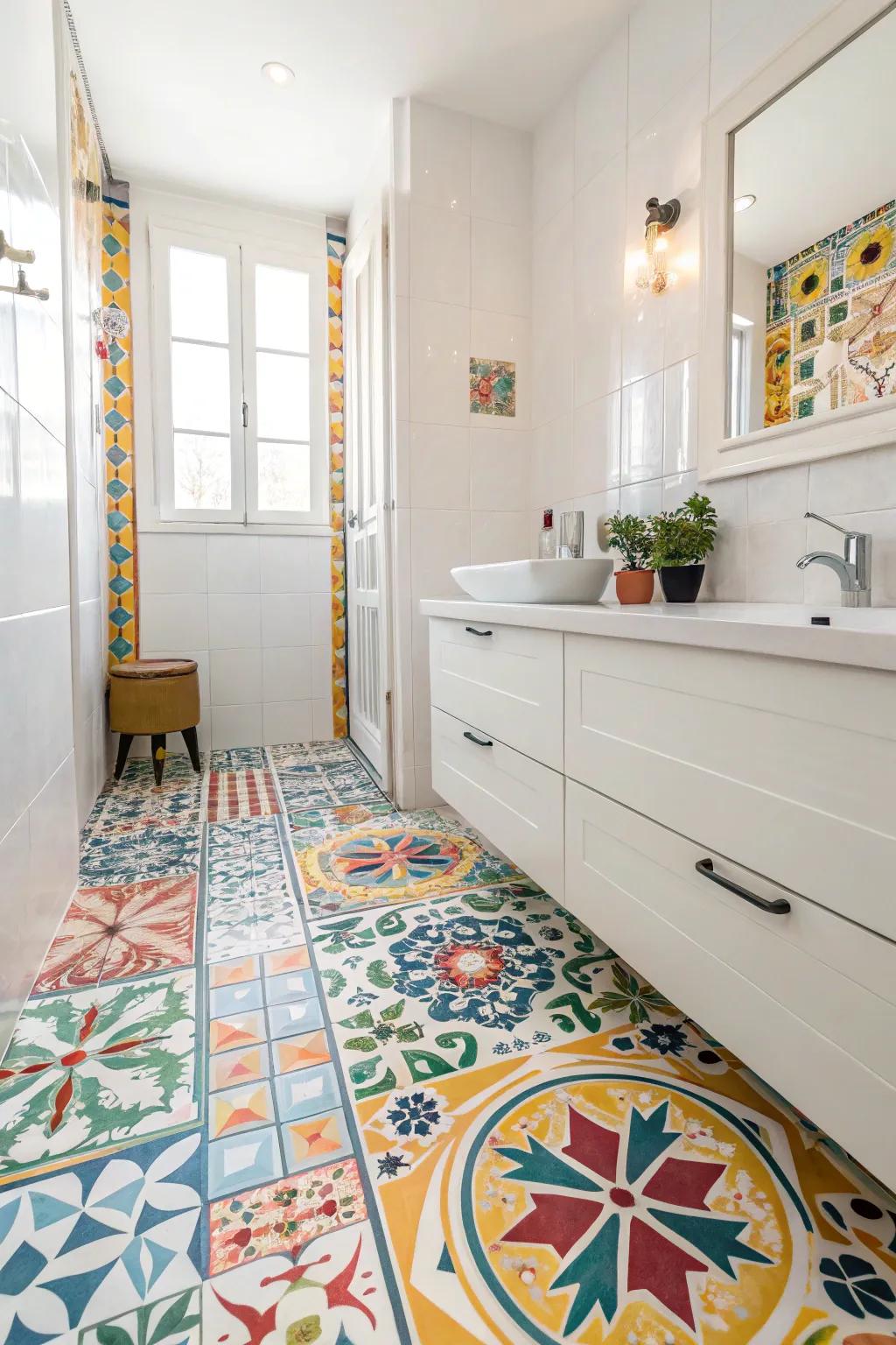 Wax-resist floor coverings allow for artistic expression.
