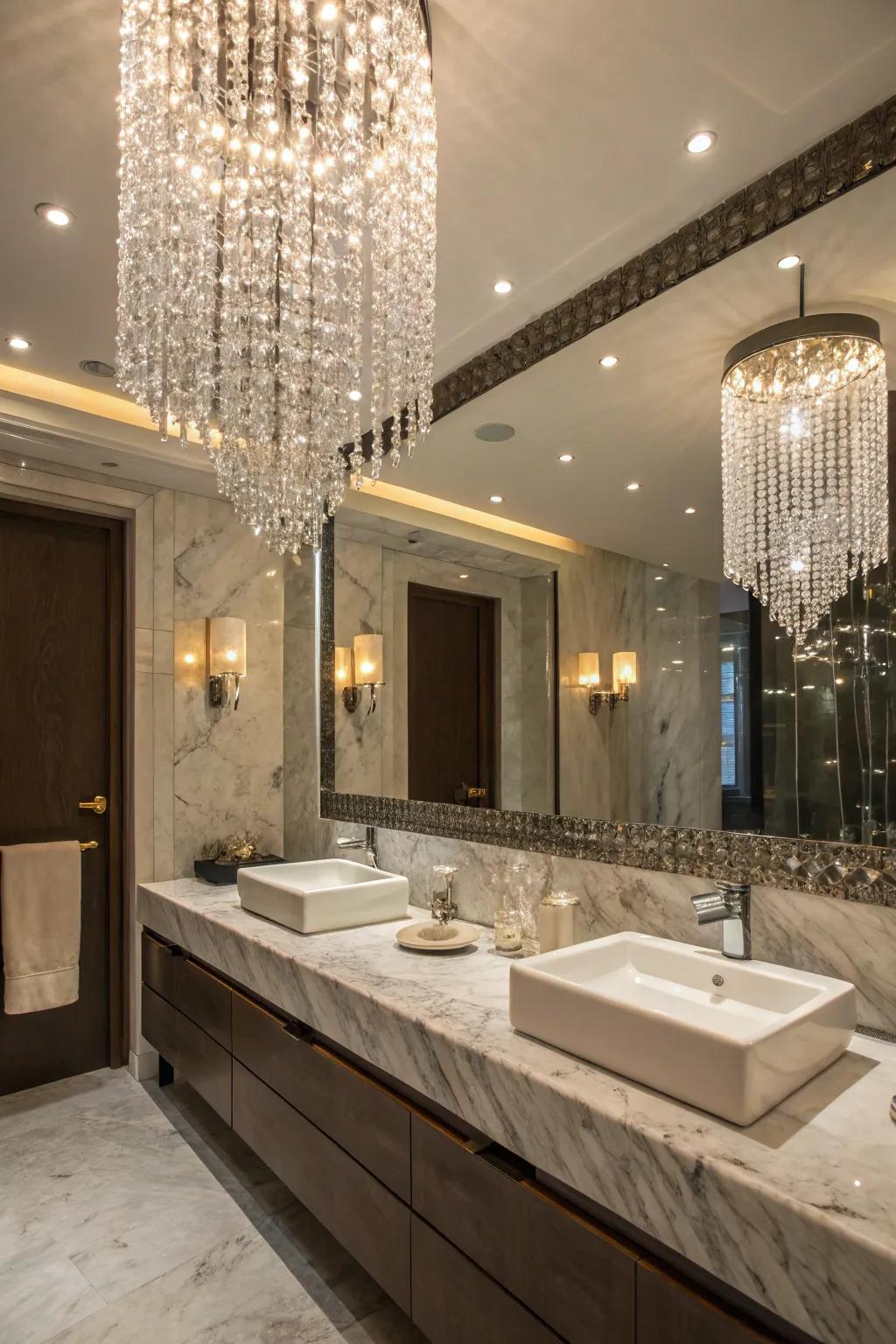 Crystal accents add a touch of luxury and sparkle to your bathroom.