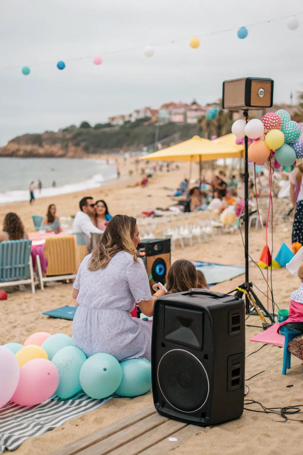 A beach-inspired playlist maintains the vibes as enjoyable and celebratory.