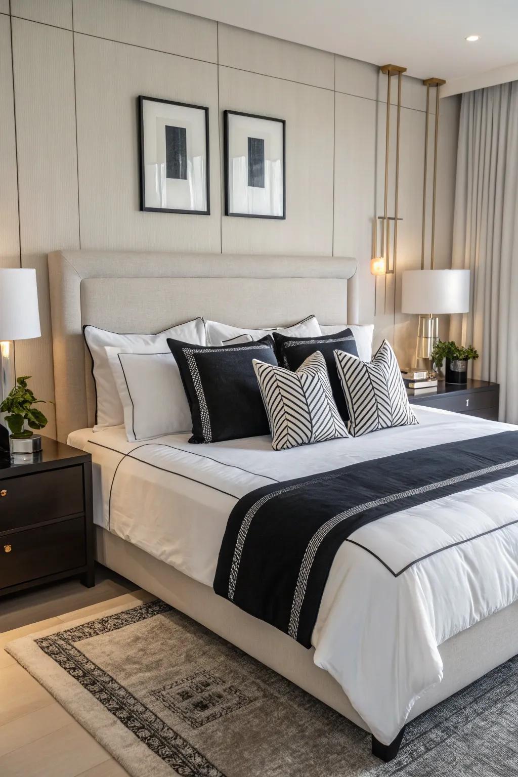 Monochromatic cushions usher a trace of sophistication and unity.