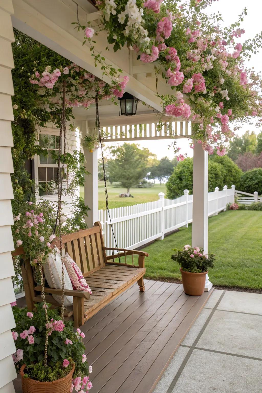 Fragrant vines infuse an aromatic and captivating component to your entrance.