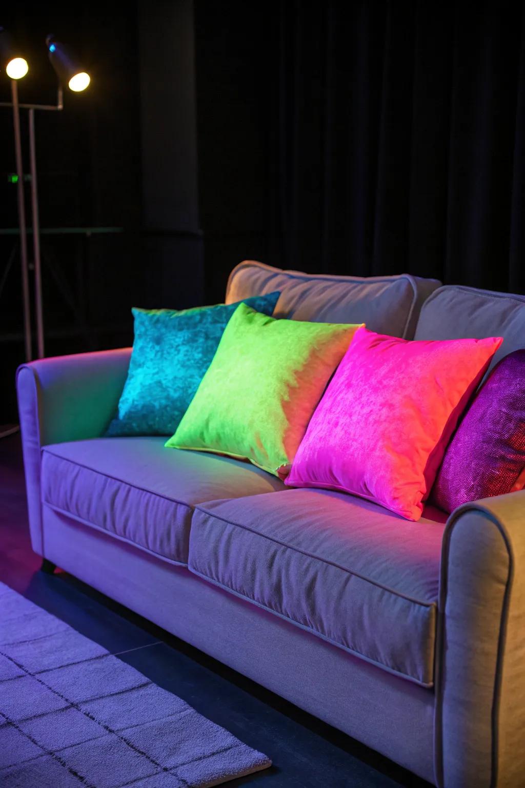 Illuminated feature cushions add color and radiance to your seating.