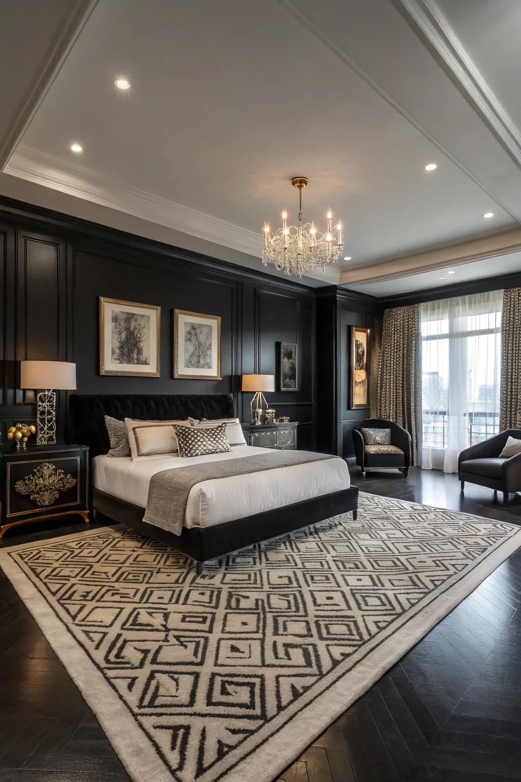 A notable rug adds warmth and ties the room together.