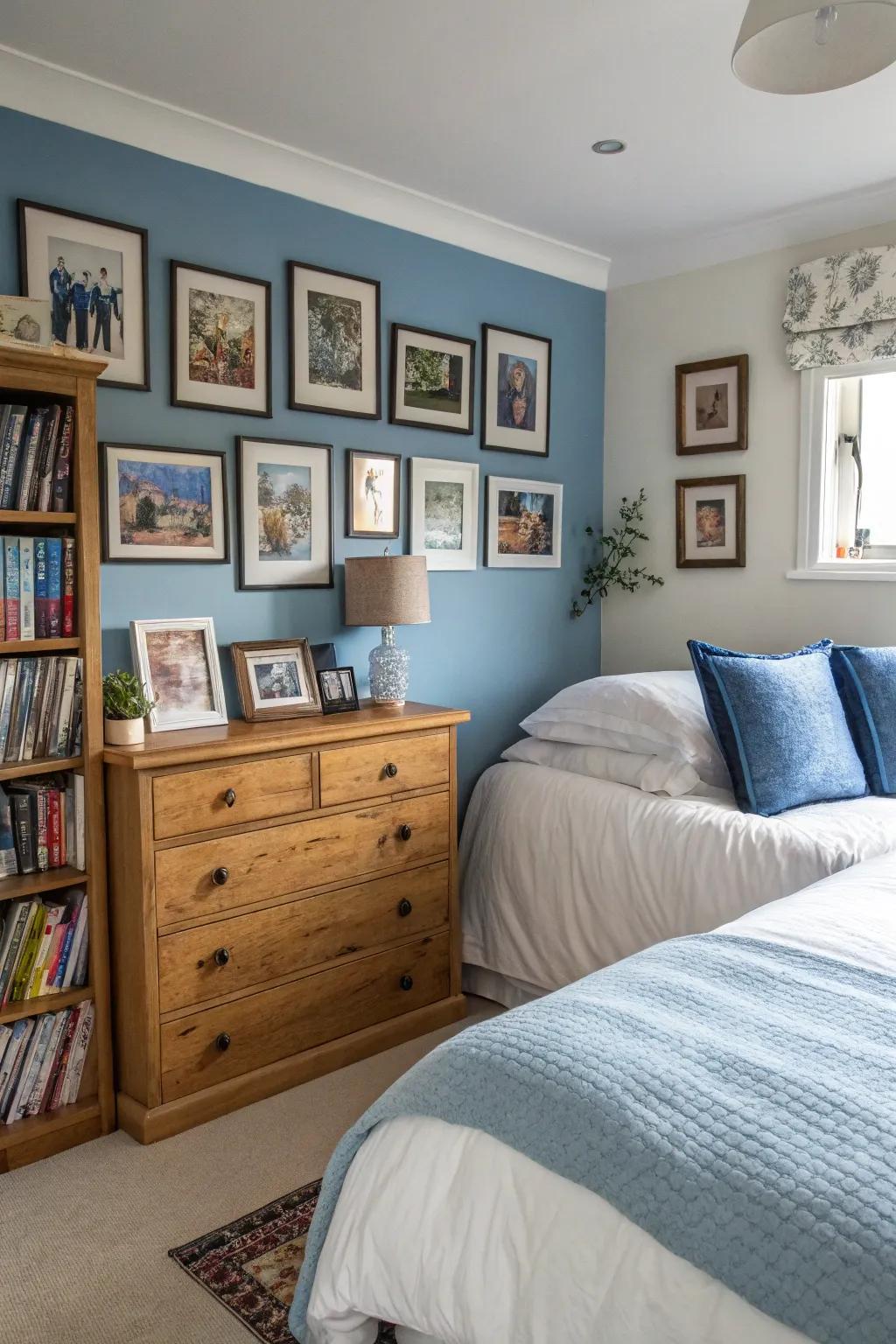 Personal accents add warmth and individuality to a bedroom.