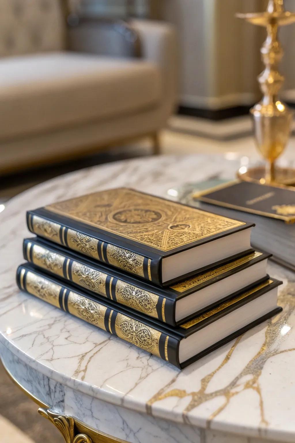 Gold highlights bestow an air of refinement to book jackets.